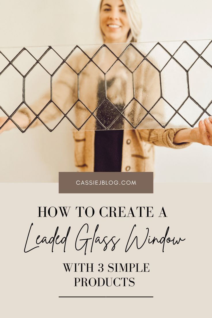 a woman standing behind a wire fence with the words how to create a lead glass window with 3 simple products