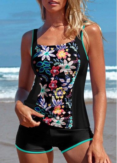 Color:Black;Size:S;Size:M;Size:L;Size:XL;Size:XXL;Package Contents:1 X Top , 1 X Shorts;Occasion:Sport; Fitted Black Tankini For The Beach, Black Stretch Tankini For Beach, Black Sleeveless Summer Swimwear, Black Beachwear Tankini For Swimming, Black Tankini For Swimming In Summer, Fitted Black Swimwear For Beach Season, Black Tankini For Pool And Beach Season, Summer Black Printed Swimwear, Black Summer Tankini For Pool