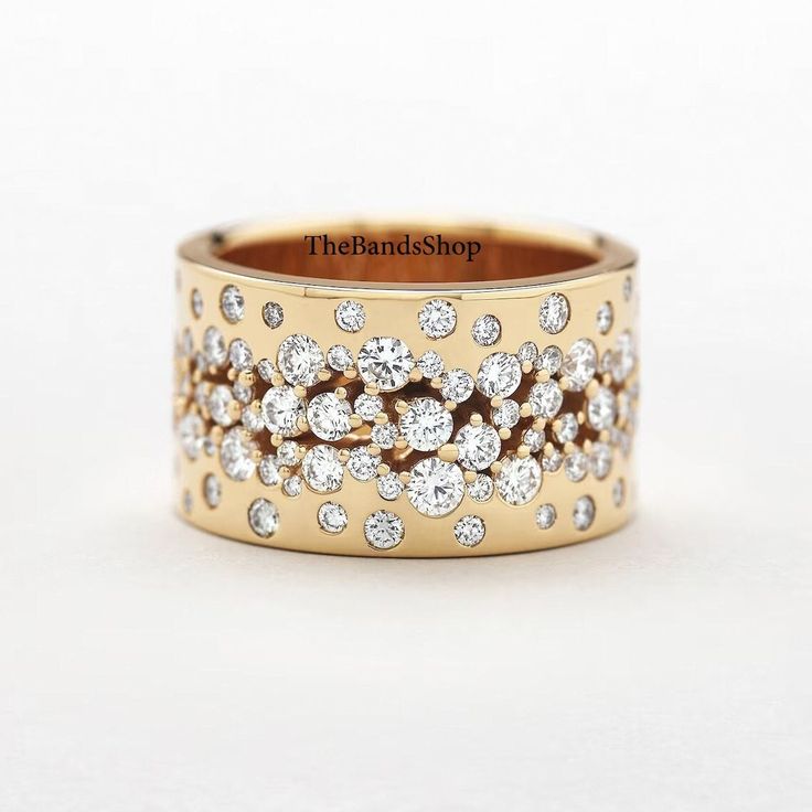 Round Cut Moissanite Diamond Anniversary Band Gift, Solid 10k Yellow Gold Wide Band Ring, Beautiful Women's Band, Full Eternity Diamond Band  ✹✹𝐖𝐞𝐥𝐜𝐨𝐦𝐞 𝐭𝐨 𝑻𝒉𝒆𝑩𝒂𝒏𝒅𝒔𝑺𝒉𝒐𝒑✹✹ ★ 𝑺𝒕𝒐𝒏𝒆𝒔 𝑫𝒆𝒕𝒂𝒊𝒍𝒔 ★ ● Stone Shape:-  Round Cut ● Stone Type:- Simulated Diamond, Moissanite, Lab-Diamond & Natural Diamond ● Stone Size:- 2.80 mm ● Color:- DEF ● Clarity: VVS-VS ● Cut Grade: Excellent ● Making Process: Handmade - Crafted by our experienced team ★ 𝑰𝒕𝒆𝒎 𝑫𝒆𝒕𝒂𝒊𝒍𝒔:- ☛ Metal Purity: Solid Gold (10KT, 14KT, 18KT); Silver(925 Sterling, 935 Argentium), 950 Platinum ☛ Metal Tone: Yellow, White, Rose ☛ Stamp/Hallmark: Yes ★ 𝑪𝒖𝒔𝒕𝒐𝒎𝒊𝒛𝒂𝒕𝒊𝒐𝒏:- ☛ Customized Design Jewelry. ☛ All cuts which you dream to make with moissanite. ☛ Updating every step of your ordered jewe Chunky Wedding Band, Moissanite Anniversary Band, Diamond Band Rings, Wide Band Diamond Rings, Eternity Diamond Band, Rings Women, Diamond Anniversary Bands, Wide Band Ring, Diamond Eternity Band