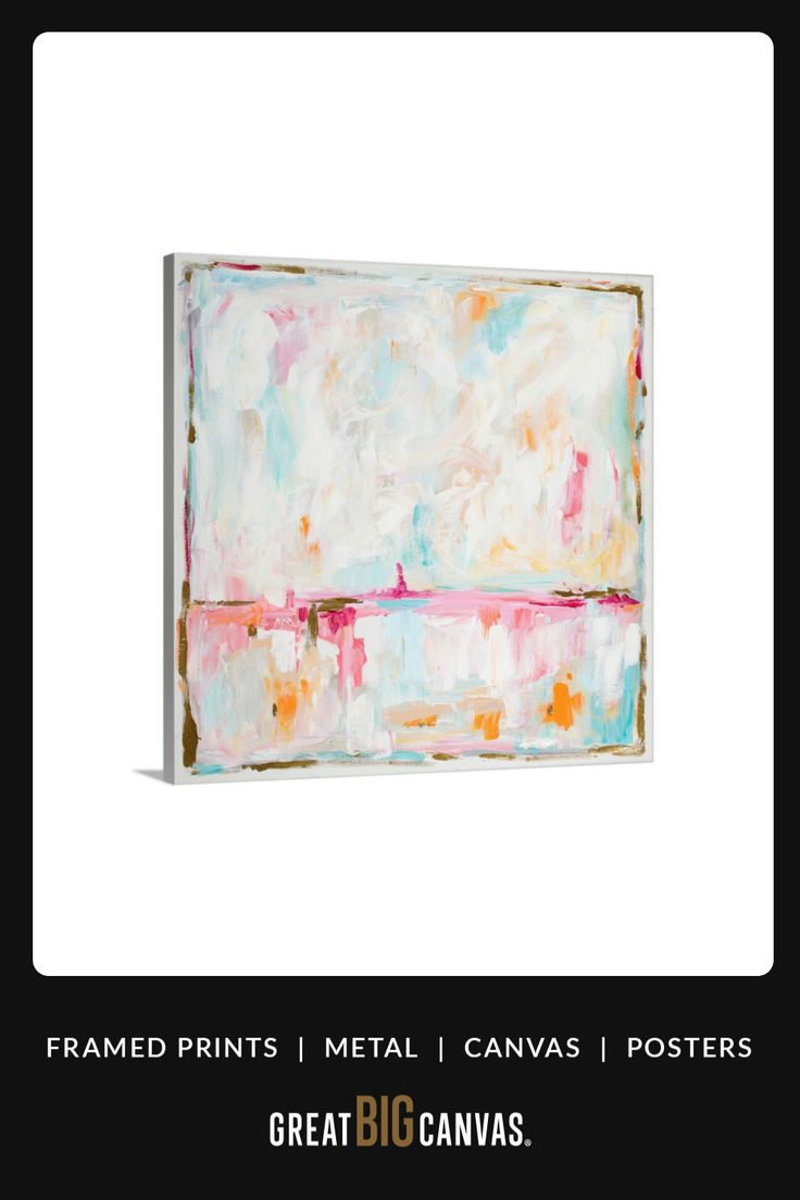 an abstract painting with white and pink colors