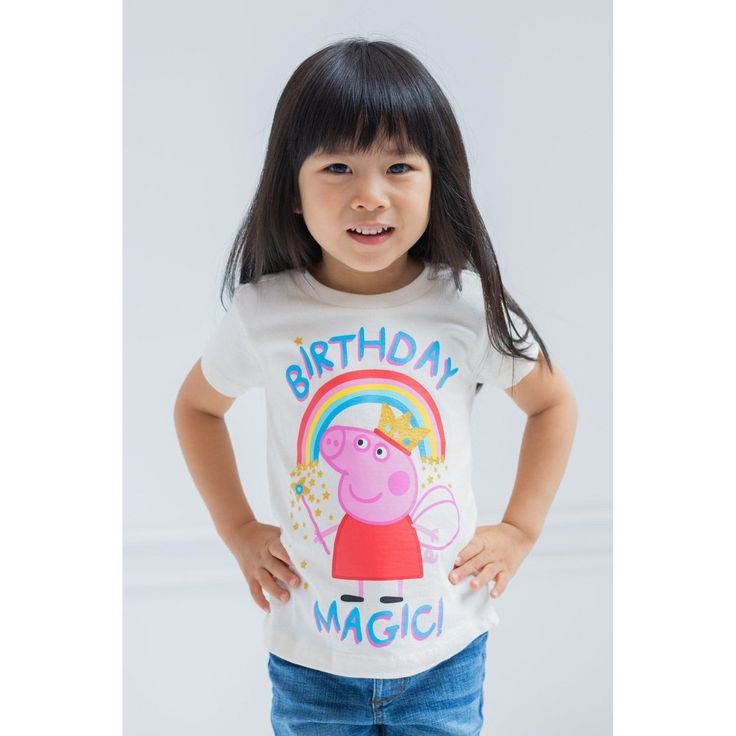 Youth fashion tees with cool character designs your child will love to wear; made from a soft clothing material that is safe on children's skin Pig Girl, Soft Clothing, Toddler Girl Shorts, Logo Pink, T Shirt Logo, Screen Printed Fabric, Soft Clothes, Clothing Material, Girls T Shirt