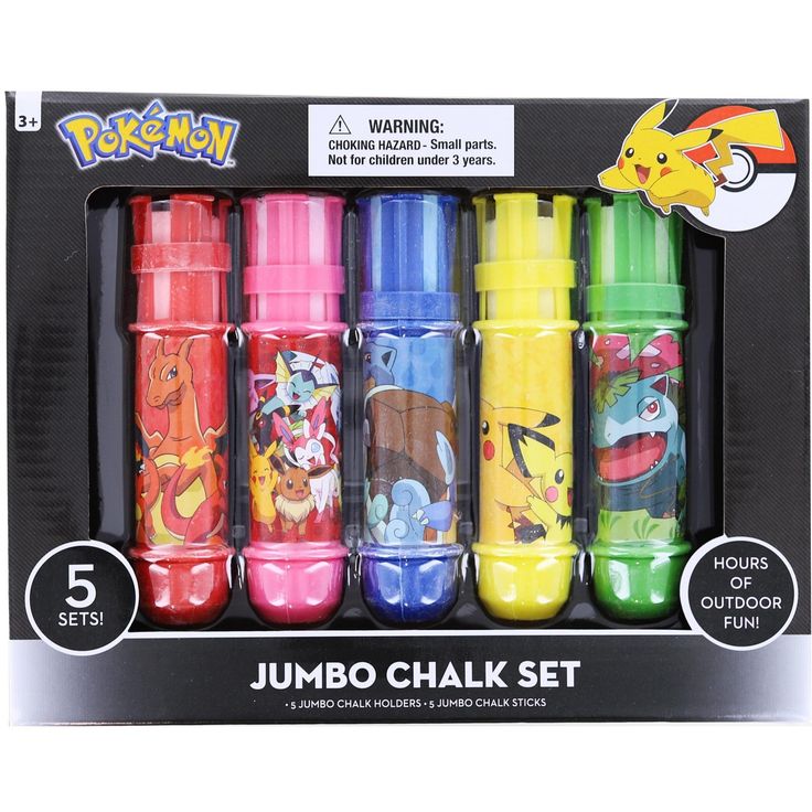 the pokemon jumbo chalk set includes six different colors