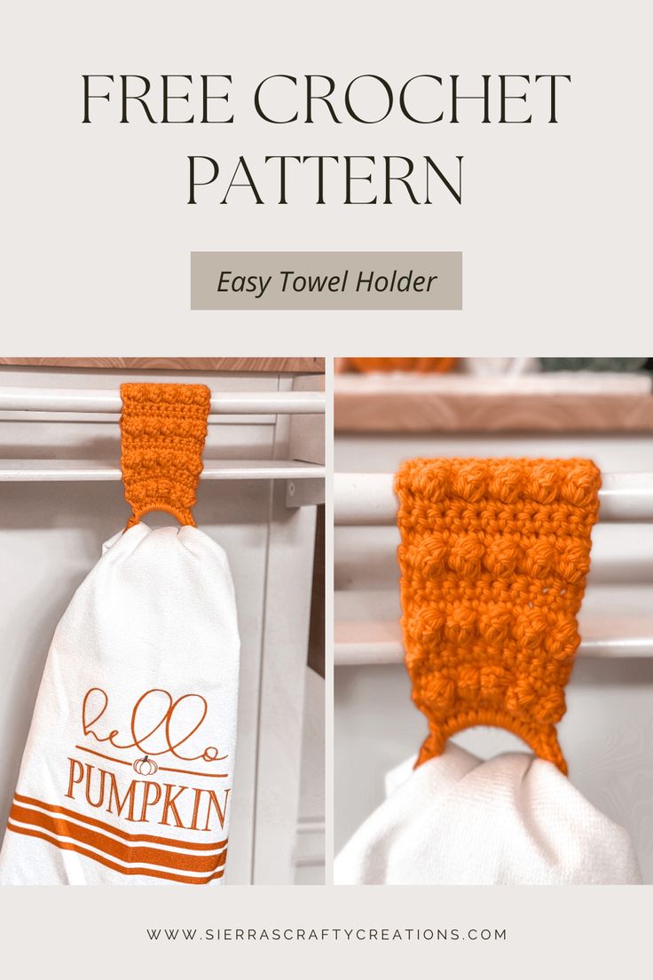 the free crochet pattern for this easy towel holder