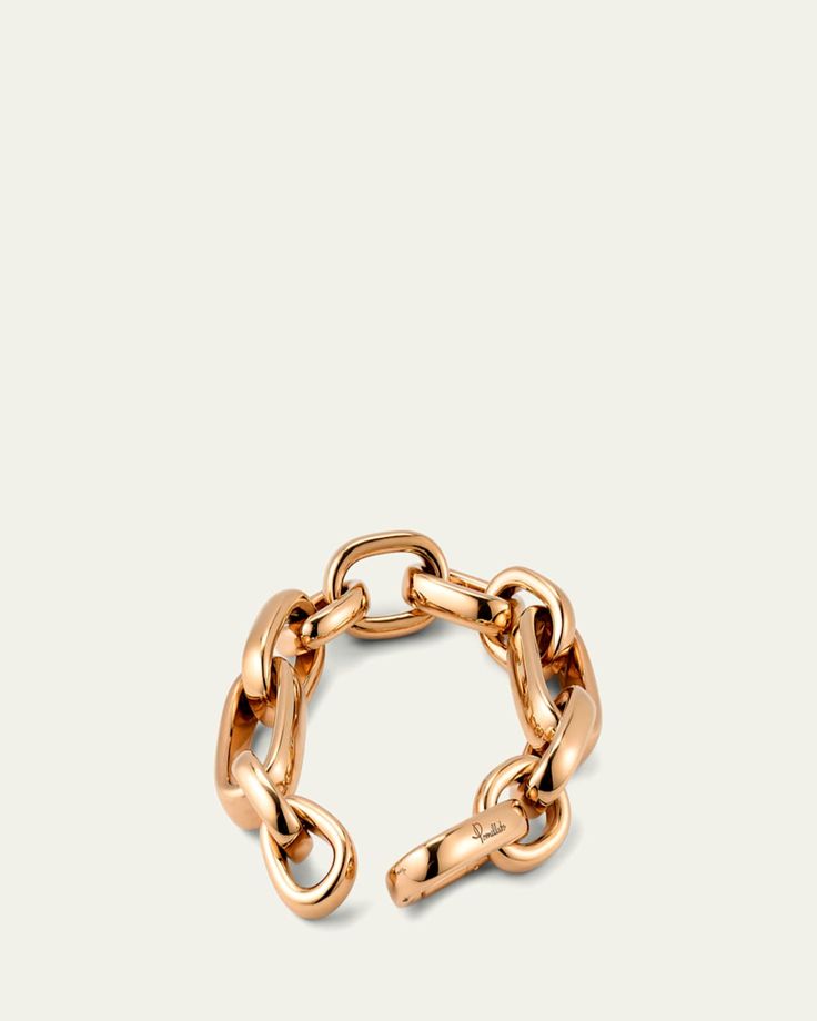 Pomellato "Iconica" bracelet with bold chain links    18karat rose gold    Integrated lobster clasp    Made in Italy Luxury Tarnish-resistant Chain Ring For Formal Occasions, Elegant Chain Ring With Chunky Link, Luxury Rose Gold Chain Link Bracelet, Luxury Rose Gold Chain Link Bracelets, Luxury Chunky Chain Link Bracelet, Formal Rose Gold Chain Link Bracelet, Luxury Rose Gold Oval Link Chain Bracelet, Rose Gold Chain Link Bracelet For Formal Occasions, Luxury Gold Chain Link Ring