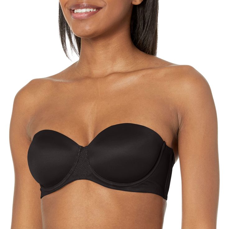 PRICES MAY VARY. MADE FOR MOVEMENT - SmartComfort inner side panel and no-slip gripper helps the bra stay in place. ULTIMATE COMFORT - Detailed with a silicone neckline and under-bust elastic. SUPPORTIVE FIT - Foam lined cups with underwire provides full support. 7 WAYS TO WEAR - Strapless style with multi-way straps means you can wear this bra seven different ways. WE’VE GOT YOU COVERED - Full coverage keeps you secure. HAND WASH - Hand wash with like colors. Do not beach. Line dry. Do not iron Best Strapless Bra, Push Up Strapless Bra, Strapless Shirt, Convertible Bra, Bra Size Charts, Comfortable Bras, Full Coverage Bra, Everyday Bra, Womens Bras