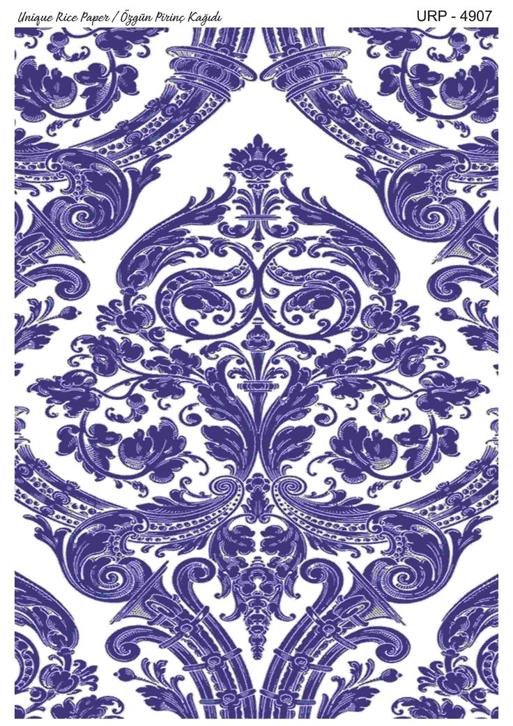 blue and white wallpaper with an ornate design