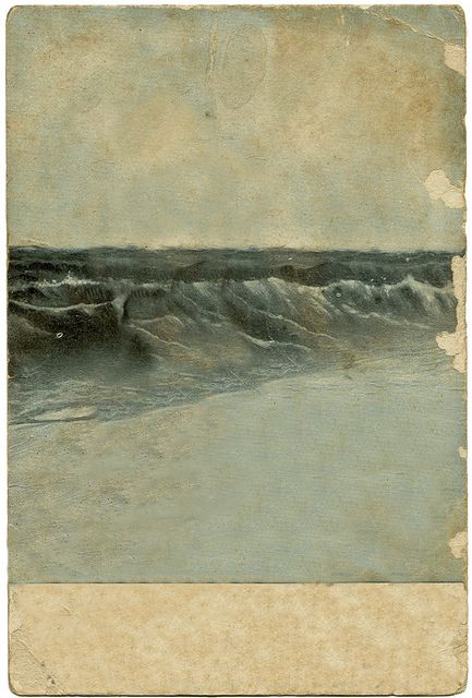 an old photo of waves crashing on the beach