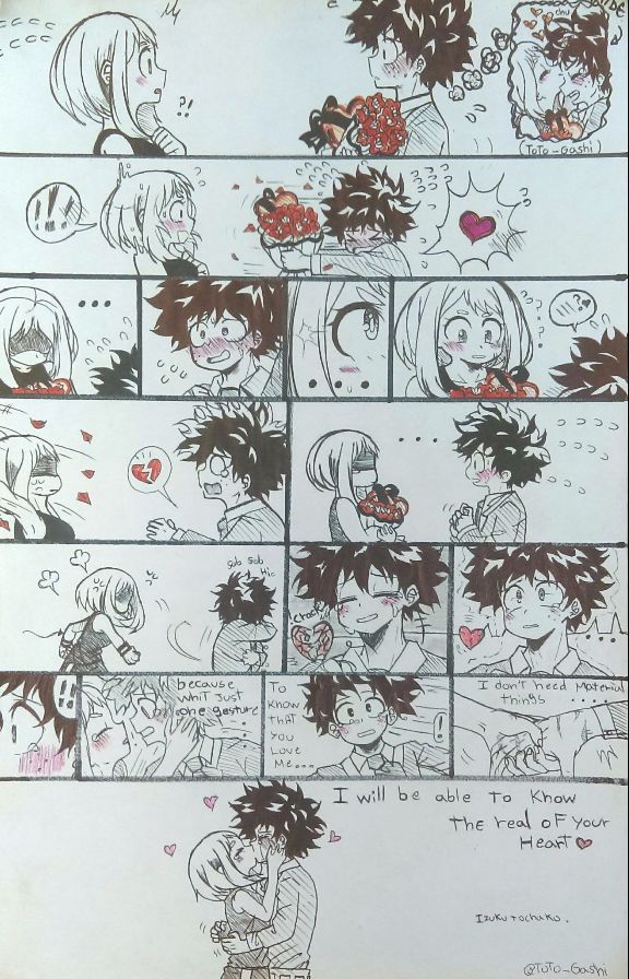 Izuocha Comic English, Deku X Uraraka, Mha Ships, Desen Anime, Ochako Uraraka, Hero Girl, Cute Couple Cartoon, My Hero Academia Memes, Buko No Hero Academia