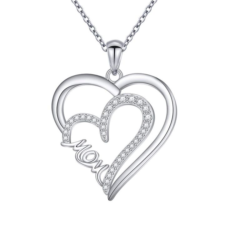 PRICES MAY VARY. This mom necklace is a great idea to surprise your mum when Birthday, Mothers Day, Anniversary celebration for Mom, Mother, and mother-in-law. Pendant Size: 23.2*23.5mm, a great "MOM" is Surrounded by two hearts. This mother daughter necklace comes with an adjustable chain 18"+2". You can freely adjust the length according to your neck and clothes. Material: Solid 925 Sterling Silver made, Hypoallergenic, Nickel-free, you may rest assured that they won’t irritate your skin or ca Mother's Day Birthday Birthstone Heart Necklace, Mother's Day Birthstone Heart Necklace For Birthday, Mother's Day Heart Necklace With Birthstone For Birthday, Birthstone Heart Necklace For Birthday And Mother's Day, Silver Heart Necklace With Hallmark For Birthday, Sterling Silver Heart Necklace For Birthday And Mother's Day, Sterling Silver Heart Necklace For Mother's Day Birthday, Double Heart Jewelry For Birthday And Mother's Day, Elegant Heart Necklace For Birthday And Mother's Day