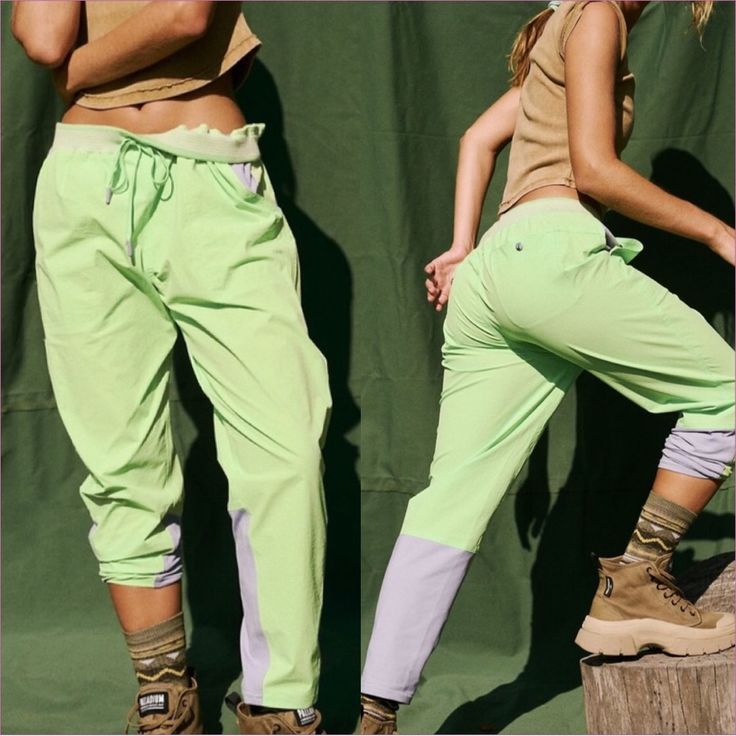 Free People Movement Cascade Oversized Joggers In Limeade. Nwt! Adventure Ready With Lived In Comfort, These Joggers Feature A Ripstop Durable And Waterproof Fabrication With Four Way Stretch That Moves With You Wherever You Go, And A Smooth On Body Feel, And High Waisted Silhouette Make Them Easy To Lounge Or Explore. Adjustable Drawstring Waistband. Large Pockets That We All Love. Stretchy With Lower Detail At The Back Of Lower Leg. Nwt! Retail $120. Sz Xs (Could Fit Up To A Sz M). Sold Out Co Green Athleisure Parachute Pants With Pockets, Summer Outdoor Relaxed Fit Parachute Pants, Green Stretch Cargo Pants For Summer, Trendy Green Parachute Pants With Elastic Waistband, Green Sporty Parachute Pants For Summer, Green Sporty Summer Cargo Pants, Spring Athleisure Green Pants, Spring Green Athleisure Pants, Green Stretch Parachute Pants For Outdoor