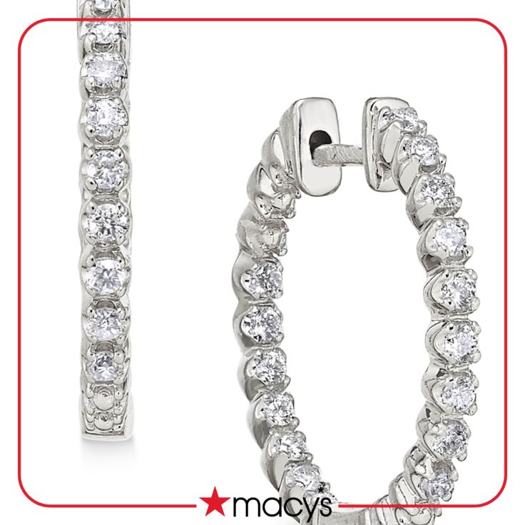 in stock Macy's Earrings With Prong Setting, Macy's Diamond Earrings For Anniversary, Channel Set Diamond Earrings, Classic Aaa Quality Cubic Zirconia Diamond Earrings, White Gold Hoop Earrings With Prong Setting, White Gold Round Diamond Earrings Channel Set, Macy's Diamond Hoop Earrings For Formal Occasions, Macy's Diamond Earrings With Prong Setting For Anniversary, Channel Set Cubic Zirconia Diamond Earrings