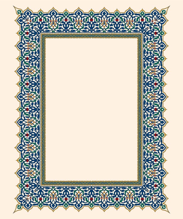 an ornate frame with blue and red flowers on the border, in front of a beige background