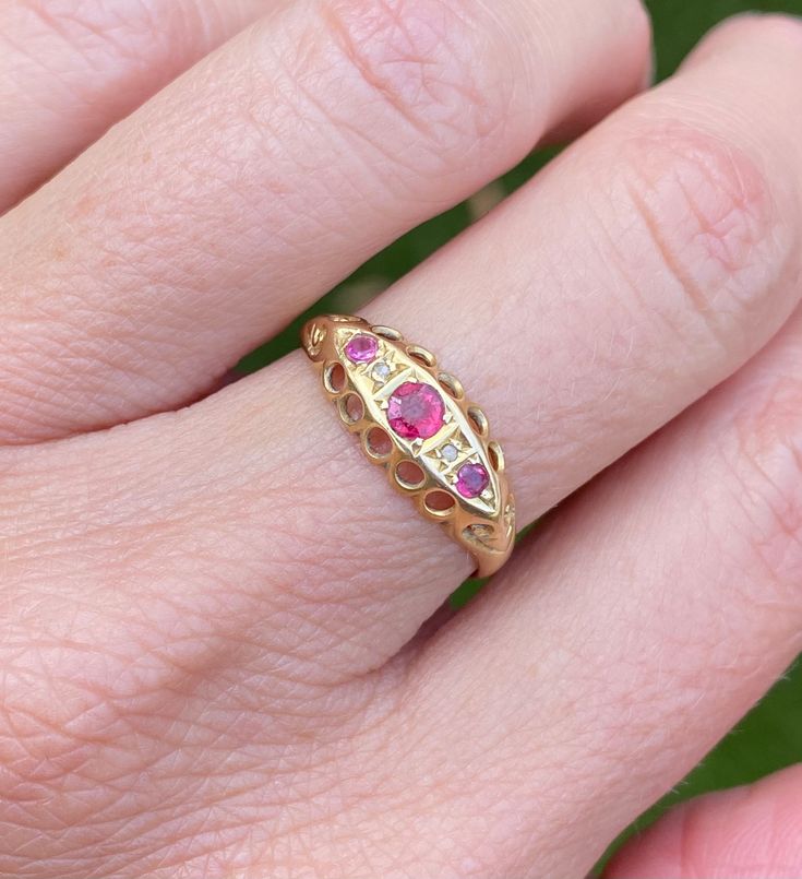 Antique Ruby Ring With Single Cut Diamonds, Victorian Oval Red Diamond Ring, Antique Ruby Rings With Single Cut Diamonds, Victorian Yellow Gold Ruby Ring With Single Cut Diamonds, Victorian Ruby Ring With Single Cut Diamonds, Victorian Ruby Ring With Rose Cut Diamonds, Victorian Style Red Oval Diamond Ring, Antique Ruby Diamond Ring Hallmarked, Victorian Ruby Rings In Yellow Gold