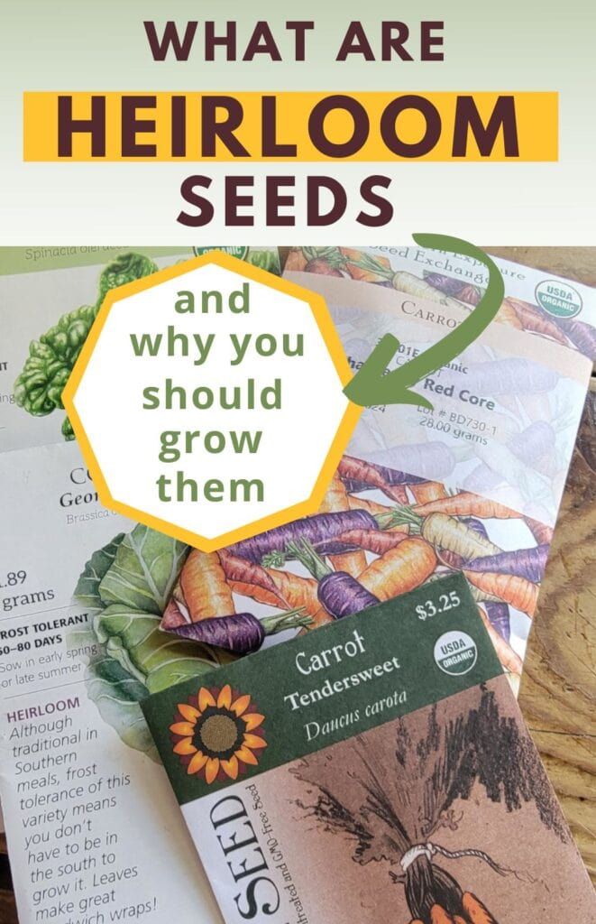 some seed packets are sitting on top of a table with the text what are heir seeds and why you should grow them