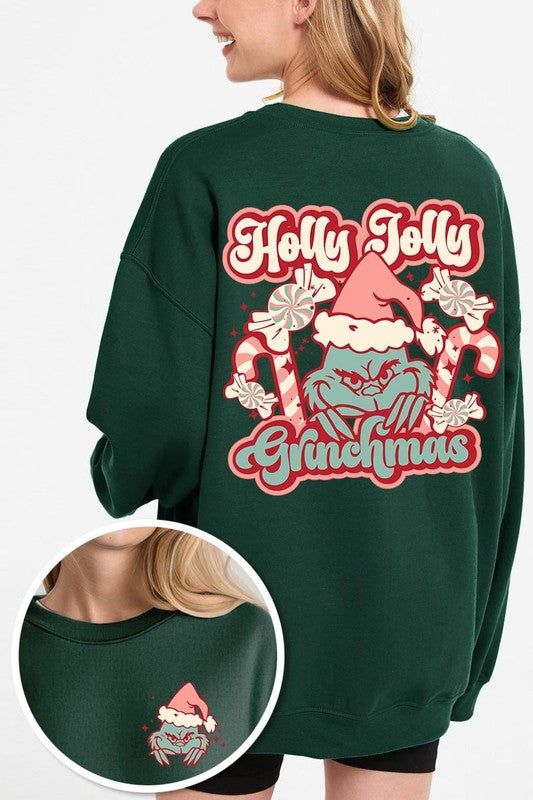 Holly Jolly Grinchmas Front & Back Graphic Fleece Sweatshirts.Unisex Crew Neck Long Sleeve Sweaters Knits.Crafted from premium materials, tailored to your lifestyle, ensuring a comfortable fit for any occasion.Family Group Uniforms Birthday Party Gift Concert Festival Events.High Quality Direct To Film Printed Graphic Design.50%COTTON,50%POLYESTERNICARAGUAMade In: Nicaragua Green Holiday Sweater For Winter, Green Winter Holiday Sweater, Green Winter Sweater With Letter Print, Green Letter Print Sweater For Winter, Green Crew Neck Sweater For Winter, Green Long Sleeve Sweatshirt For Fall, Cozy Fit Green Winter Sweater, Cozy Fit Green Sweater For Winter, Green Winter Tops With Ribbed Cuffs