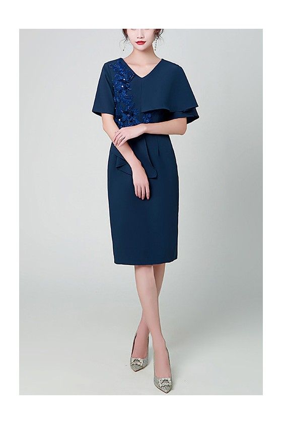 10% off now! navy blue sheath knee length cocktail party dress vneck with sleeves online. Sheprom offers formal, party, casual & more style dresses to fit your special occasions. Blue Midi Length V-neck Dress For Formal Occasions, Blue V-neck Short Sleeve Dress For Party, Navy V-neck Midi Dress For Evening, Navy Short Sleeve Midi Dress For Party, Elegant Blue V-neck Dress For Party, Formal Navy V-neck Midi Dress, Blue Short Sleeve V-neck Dress For Party, Formal Navy Midi Dress V-neck, Formal Navy Midi Dress With V-neck