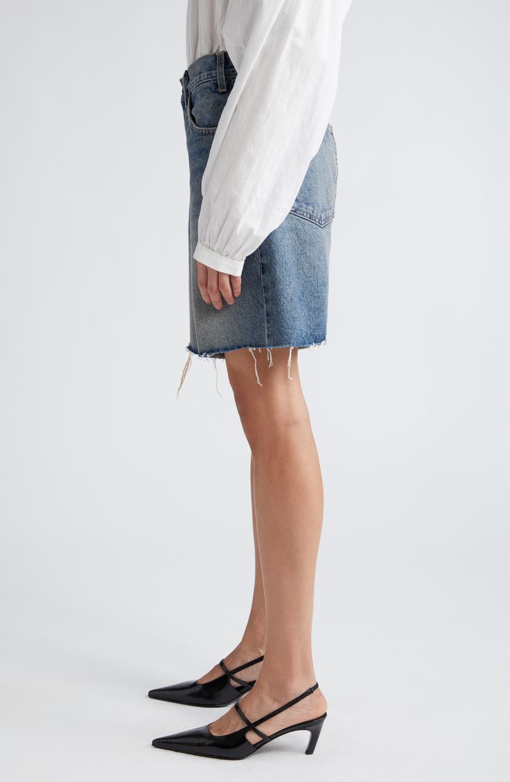 Washed and worn denim cutoffs are cut from pure cotton in a super slouchy fit you'll love. 7" inseam; 24" leg opening; 13" front rise; 16" back rise (size 29) Zip fly with button closure Five-pocket style 100% cotton Dry clean or machine wash, tumble dry Made in the USA of imported fabric Cutoff Shorts, Nili Lotan, Denim Cutoff Shorts, Denim Cutoffs, Cut Off Shorts, Summer Shorts, Cut Off, Pure Cotton, Dry Clean