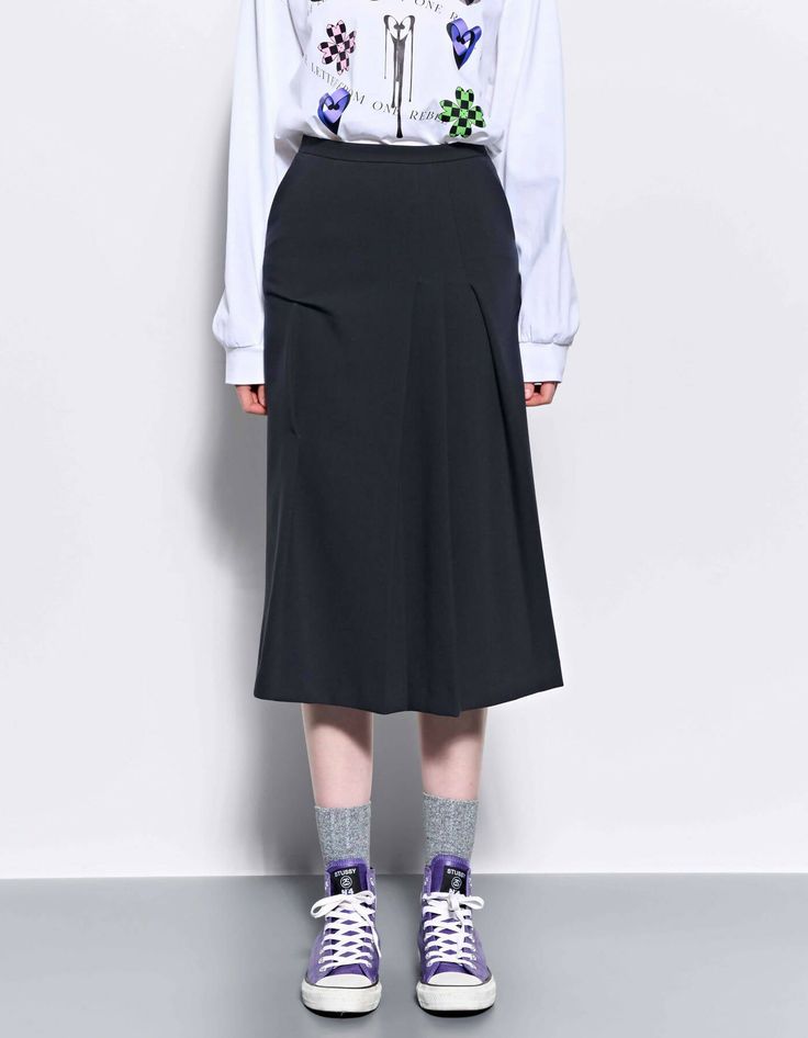 - Midi skirt with draping & pleated details - Back concealed-zip & hook closing- Regular fit, stretchy fabric- Lining Made in Korea COMPOSITION- BODY 1 : POLYESTER 70%, RAYON 28%, ELASTANE 2% - LINING : POLYESTER 100% SIZE SPEC The model wears size S.Model sizesHeight 173cm / Bust 27.5" / waist 24" / Hip 35"Regular fit LENGTH WAIST HIP HEM S 65.5 66.5 45 50.5 M 66.5 71.5 47.5 53 L 67.5 76.5 50 55.5 CARE- Dry Clean (Check the care instructions.) Stretchy Fabric, Midi Skirt, Care Instructions, Dry Clean, How To Wear, Clothes