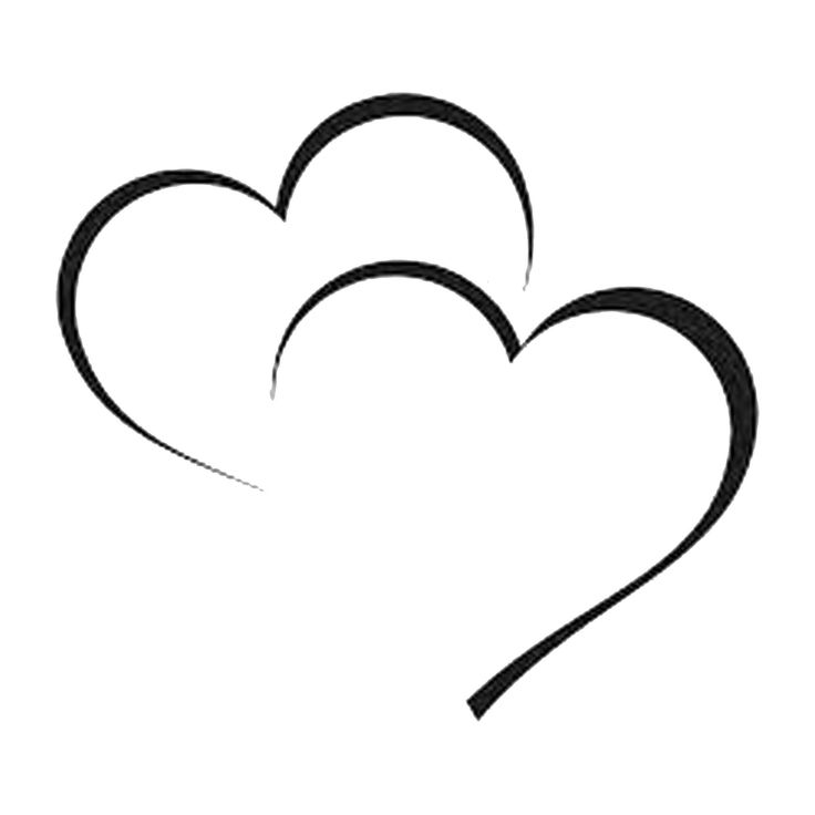 two hearts drawn in black ink on a white background