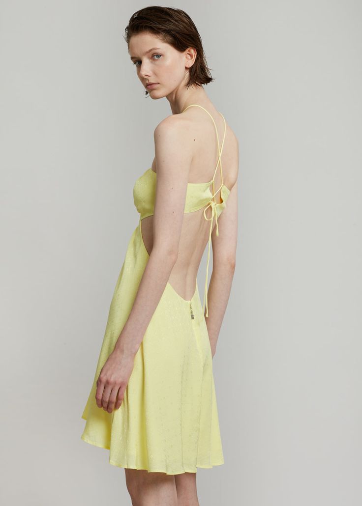 ROTATE Nanna Dress - Elfin Yellow Dress Rotate Rotate Birger Christensen, Birger Christensen, Yellow Dress, Halter Neck, Backless Dress Formal, Spaghetti Strap, Backless Dress, Cut Out, Spaghetti