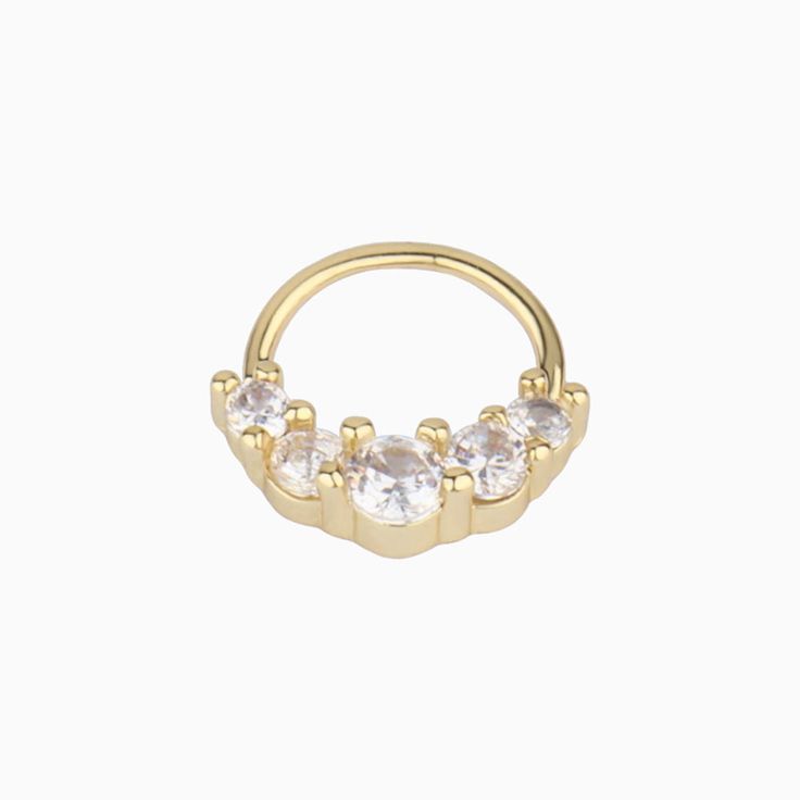 Chic Circular Ring - OhmoJewelry Gold Cubic Zirconia Hoop Septum Ring, Internally Threaded Metal Hoop Septum Ring, Internally Threaded 14k Gold Nose Rings, Gold Hoop Piercings With Prong Setting, Gold Hoop Septum Ring With Prong Setting, Gold Hoop Metal Piercings, Gold Internally Threaded Round Septum Ring, Gold Internally Threaded Septum Ring, Gold Metal Septum Ring