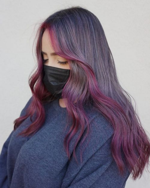 20 Purple Hair Color Ideas with all Shades and Tints of Purple Different Shades Of Purple Hair, Gray Brown Hair, Brown Hair With Purple, Shades Of Purple Hair, Purple Highlights Brown Hair, Hair With Purple, Purple Brown Hair, Purple Hair Color Ideas, Grey Brown Hair