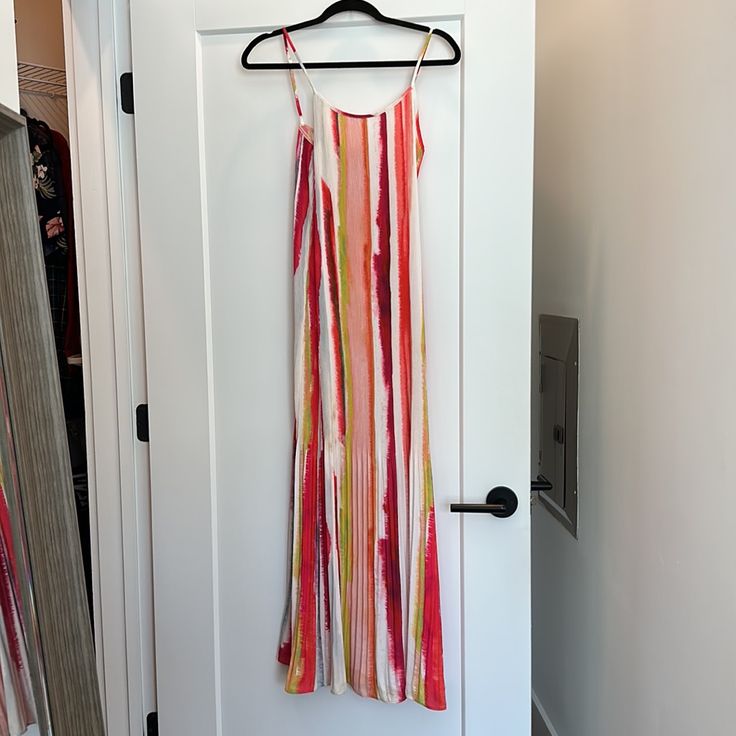 Purchased At A Small Boutique In Montauk, But Never Ended Up Wearing! No Rips, Or Tears Or Stains. Pink Lined Midi Dress For Beach, Spring Striped Maxi Dress For Brunch, Pink Lined Midi Dress For Day Out, Casual Pink Lined Midi Dress, Pink Lined Maxi Dress For Spring, Teal Maxi Dress, Red Floral Maxi Dress, Petite Midi Dress, Bohemian Dresses Long