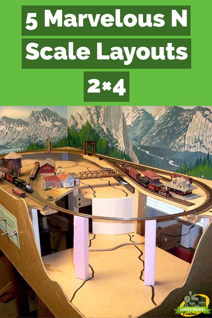 there is a model train set on display with the words 5 marvelous n scale layouts