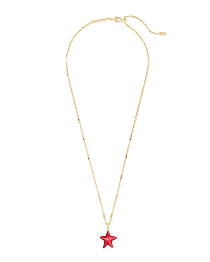 Sparkle and shine in this star-spangled style! The Carved Jae Star Gold Pendant Necklace in Red Mother-of-Pearl is created by hand carving stone into a truly iconic shape for a symbolic layer you’ll wear time and time again.  METAL 14k Gold Plated Over Brass      MATERIAL Red Mother-of-Pearl      SIZE 19″ chain, 0.6″L X 0.6″W pendant      CLOSURE Lobster clasp with single adjustable sliding bead       Please note:  Due to the one-of-a-kind nature of the medium, exact colors and patterns may vary slightly from the image shown. Red Pearl Pendant Jewelry, Red Necklace With Star Charm As Gift, Red Necklace With Star Charm For Gift, Red Star-shaped Jewelry For Gift, Red Star-shaped Jewelry Gift, Carving Stone, Unique Gift Items, Star Spangled, Sparkle And Shine