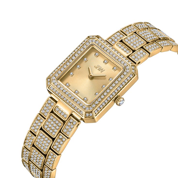 Embrace the essence of timeless beauty with Arc. A watch for all, the Arc single comes with a jewel-shaped 23mm x 25mm rectangular case, crowned by a crystal-studded bezel. Twelve genuine diamonds punctuate each hour on the sunray-finished dial, elegantly framed by a distinctive three-link bracelet, and generously adorned with 752 twinkling crystals. The Arc Single is more than a timepiece - it's an everyday symbol of elegance. Yellow Gold Diamond Watch With Rectangular Dial, Rectangular Yellow Gold Diamond Watch, Yellow Gold Rectangular Diamond Watch For Evening, Evening Diamond Jewelry With Rectangular Dial, Diamond Jewelry With Rectangular Dial For Evening, Diamond Rectangular Dial Watch With Metal Detail, Rectangular Diamond Watch With Metal Dial, Diamond Watch With Metal Dial And Rectangular Shape, Elegant Rectangular Diamond Watch With Metal Dial