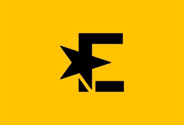 a black and yellow logo with the letter e in it's center, on a yellow background