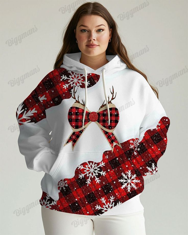 This festive season, rock a cute and stylish look with our Christmas hoodie featuring charming plaid details and a delightful bow print. The simple yet elegant white color goes with everything. From Christmas parties to cozy nights, this hoodie has you covered. Specifications: Type: Womens Hoodies Designs: Print, Plaid, Bow, Splicing Style, White Details: Drawstring, Kangaroo Pocket Closure: Pullover Style: Christmas Fit: Loose Neckline: Hooded Sleeve Length: Long Sleeve Elasticity: Slightly Str Christmas Fits, Bow Print, Womens Hoodies, Costume Parties, Christmas Plaid, Christmas Hoodie, White Details, Beach Vacations, Plaid Bow