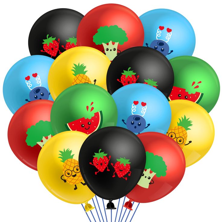 PRICES MAY VARY. Package Include: Here are 50 pieces of balloons printed with fruit patterns for you! (5 styles, 10 of each) There are 5 colors of balloons, including black, red, green, yellow, blue, each with 10. And 2pcs ribbons to tie a knot for a balloon. Sturdy Material: These balloons are made of thickened natural latex, sturdy and easy to inflate. They can be filled with air or helium. Lovely Design: This set of balloons comes in 5 styles, strawberry, broccoli, watermelon, pineapple and blueberry. These fruits also come with their own facial emoticons, making this eye-catching set of balloons sure to be the focus of your party. Easy To Use: You can use a pump to inflate the balloon and inflate it to your favorite size. Then tie it with a ribbon, the elastic balloon is easy to tie kn Pineapple Balloon, Fruit Balloons, Pineapple Balloons, Luau Party Favors, Watermelon Strawberry, Balloons Party, Kids Gift Guide, Printed Balloons, Luau Party