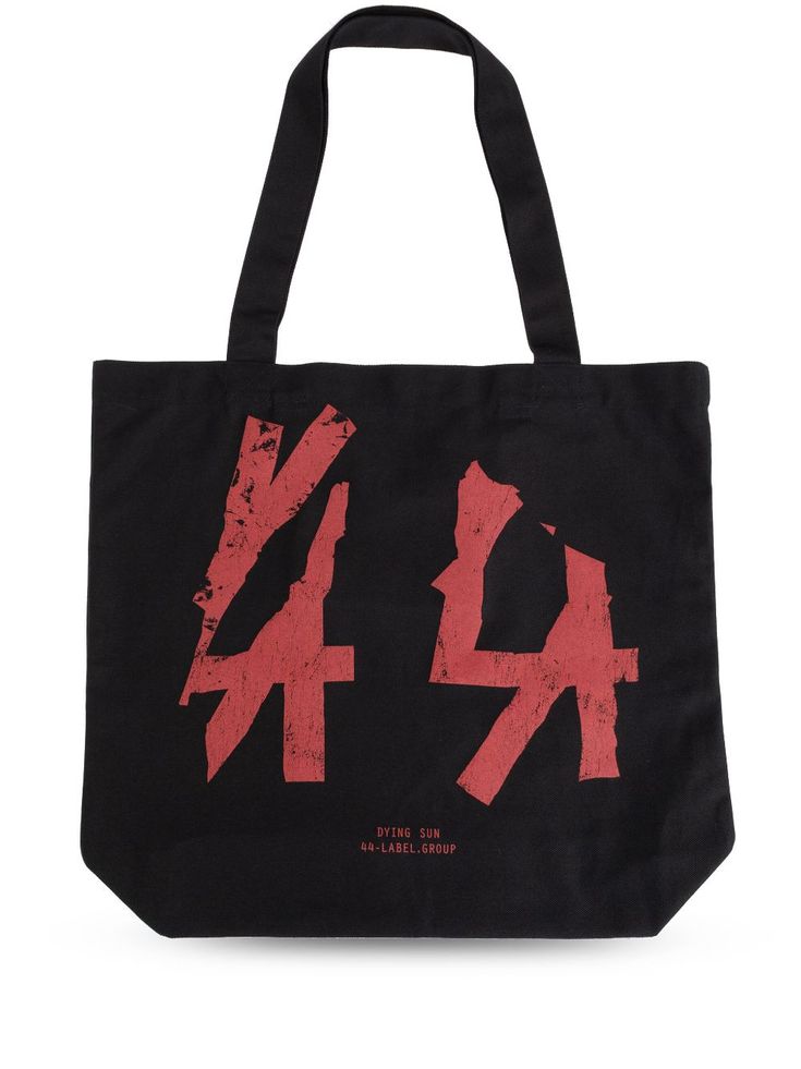 black/red cotton logo print to the front embroidered logo to the side slouch body flat top handles concealed press-stud fastening main compartment internal slip pocket Black Tote Bag With Logo, Travel Tote Shoulder Bag With Logo Print, Travel Shoulder Bag With Logo Print Tote Shape, Canvas Double Handle Shoulder Bag With Logo Print, Travel Shoulder Bag With Logo Print In Cotton, Travel Cotton Shoulder Bag With Logo Print, Casual Logo Print Shoulder Bag For Travel, Canvas Bags With Logo Print And Double Handle, Casual Shoulder Bag With Logo Print For Travel