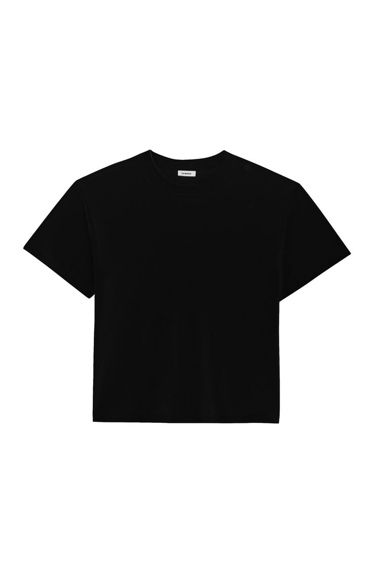 Oversized cotton T-shirt with round neck and short sleeves. Sandro Men's cotton T-shirt Round neck Short sleeves The model is 5'8 tall and wears a size S Black Boxy Cropped T-shirt With Crew Neck, Solid Color Boxy T-shirt With Crew Neck, Solid Color Boxy Crew Neck T-shirt, Boxy Crew Neck T-shirt, Basic Boxy T-shirt For Streetwear, Solid Color Boxy Fit Short Sleeve T-shirt, Boxy Fit Cropped Graphic T-shirt With Short Sleeves, Boxy Short Sleeve Basic T-shirt, Basic Boxy Short Sleeve T-shirt