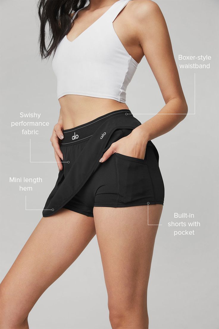 Match Point Tennis Skirt - Black Alo Yoga Set, Workout Skirt, Tennis Skirt Black, Yoga Skirt, Womens Onesie, Skirt With Shorts, Running Skirts, Yoga Outfits, Match Point