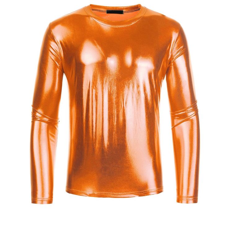 Featuring a metallic texture, this long-sleeve T-shirt makes you eye-catching in the crowd. Made of stretch fabric, it ensures more flexibility when you are moving. Hand Wash Only. You can pair the shining T-shirt with a jacket, jeans, or punk pants for a stylish look. Brilliant bright under the light. Suitable for parties, clubs, discos, festivals, carnivals, nights out, proms, and daily casual wear. Sparkle T-shirts enhance your charm and give you a street-trend look. Metallic Long Sleeve Tops For Fall, Jockey Mens, Punk Pants, Metallic Texture, Sleeve Packaging, Street Trends, Fabric Tape, The Shining, Casual Fits