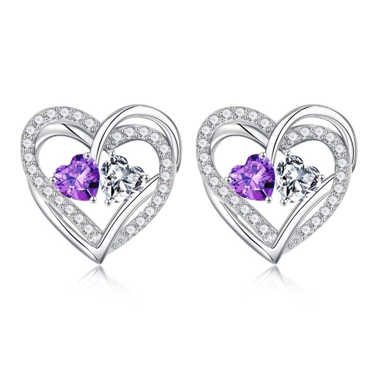 PRICES MAY VARY. GIFTS FOR WOMEN: The double heart earrings represents the two of you forever tightly held together. This unique rose heart birthstone earrings is the perfect gift for women, mother, grandmas, aunts, sisters, friends, wives. It is the perfect way to express love. MATERIAL: 925 STERLING SILVER double heart necklace for women rose heart pendant has a lasting layer of protection that minimizes scratches and tarnish-resistant. GEM-QUALITY AAAAA+ CUBIC ZIRCONIA In the initial and hear Birthstone Earrings Studs, October Jewelry, Pink Sapphire Earrings, Double Heart Necklace, Rose Heart, Earrings Heart, Birthstone Earrings, Valentines Day Gifts For Her, Women Christmas