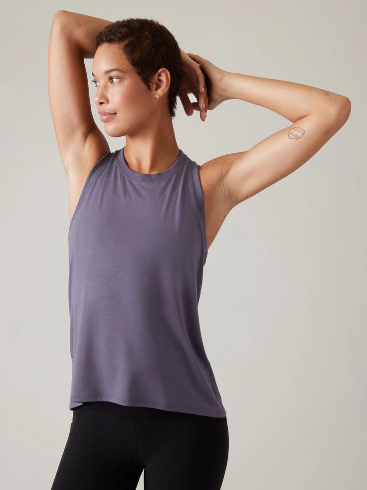 Ease In Tank | Athleta Blue Fern, Yoga Gear, Fern Green, Freedom Of Movement, Petite Size, Purple And Black, Black And Red, Yoga, Beauty