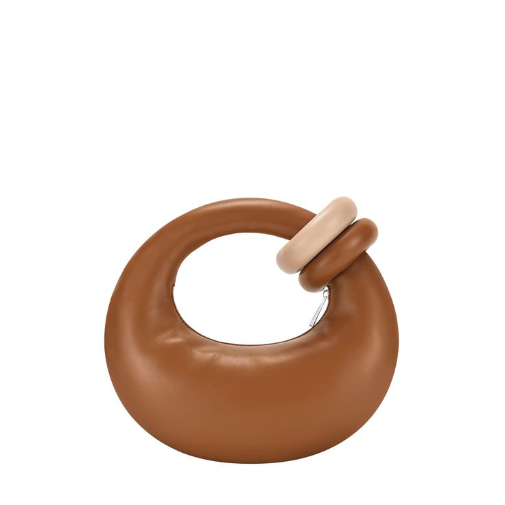 an inflatable toy with two wooden handles on it's back and one brown ring