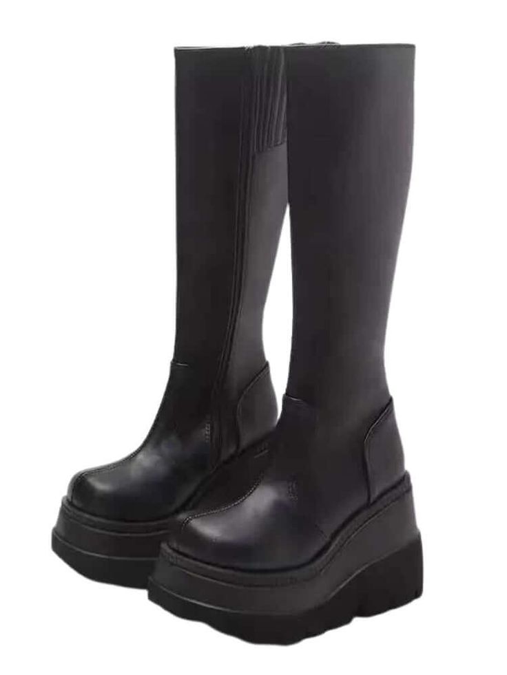 Step out in style and comfort with these Platform Boots For Winter. Designed with a high platform heel, these boots will give you an extra boost of height and a fashionable lift to your look. The cozy construction and faux leather details will keep your feet warm and dry during cold winter days. From elevated streetwear to formal wear, this is the perfect boot to help you keep warm and look on trend. Check out our collection of women's coats while you're here! Specifications Platform Boots For W Knee-high Chunky Platform Heeled Boots For Winter, Trendy Fall Platform Knee-high Boots, Trendy Platform Knee-high Boots For Fall, Faux Leather High Ankle Platform Boots For Streetwear, High Ankle Faux Leather Platform Boots For Streetwear, Streetwear High Ankle Platform Boots In Faux Leather, Winter High Heel Platform Mid-calf Boots, Fall Knee-high Platform Boots, Trendy Knee-high Faux Leather Platform Boots