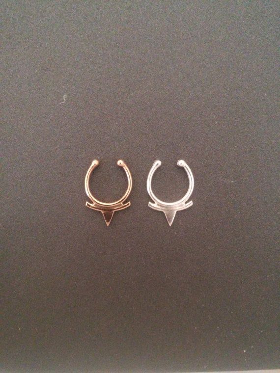 Faux septum rings  nose ring  sterling silver septum  by KIANZO Nose Septum Ring, Faux Septum Ring, Pierced Nose, Faux Septum, Nose Septum, Septum Rings, Nose Ring Stud, Body Jewellery, Nose Piercing