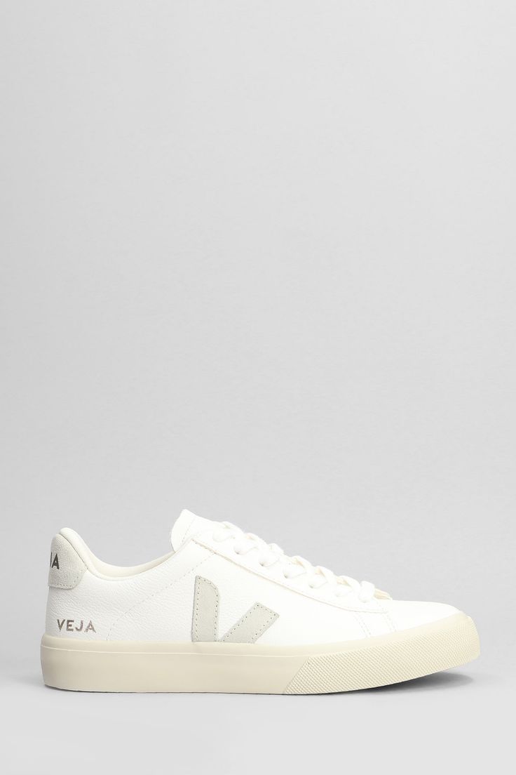 Campo Sneakers in white leather, round toe, laces, side leather logo , logo back, recycled rubber sole, 100% leather, Made in Brazil Veja Campo Sneakers, Recycled Rubber, Sneaker Wedge, Made In Brazil, Leather Logo, Sneaker Brands, Beautiful Shoes, Manolo Blahnik, Sneakers White