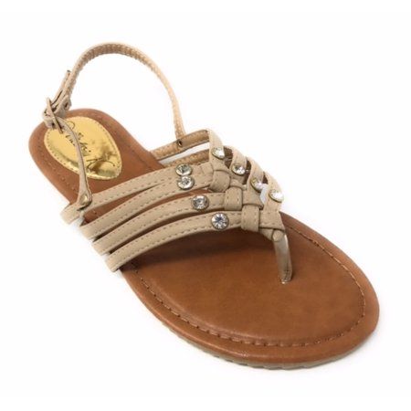 A pair of VictoriaK Sandals designed with Braided and Rhinestone Embellishment, offers a combination of comfort and style. The rubber sole adds comfort. This trendy, sleek and chic look wears well anytime through out the day or a night. An elegant pair ofVictoria K Sandals adds flair to your everyday wardrobe and these come in a range of colors. Size: 6. Color: Beige. Gender: female. Age Group: adult. Synthetic Toe Post Sandals With Rhinestones, Adjustable Toe Post Synthetic Slingback Sandals, Adjustable Rhinestone Sandals With Round Toe, Casual Synthetic Sandals With Rhinestones, Adjustable Rhinestone Sandals, Leather Sandals With Rhinestones For Beach, Rhinestone Sandals, Red Turquoise, Chic Look