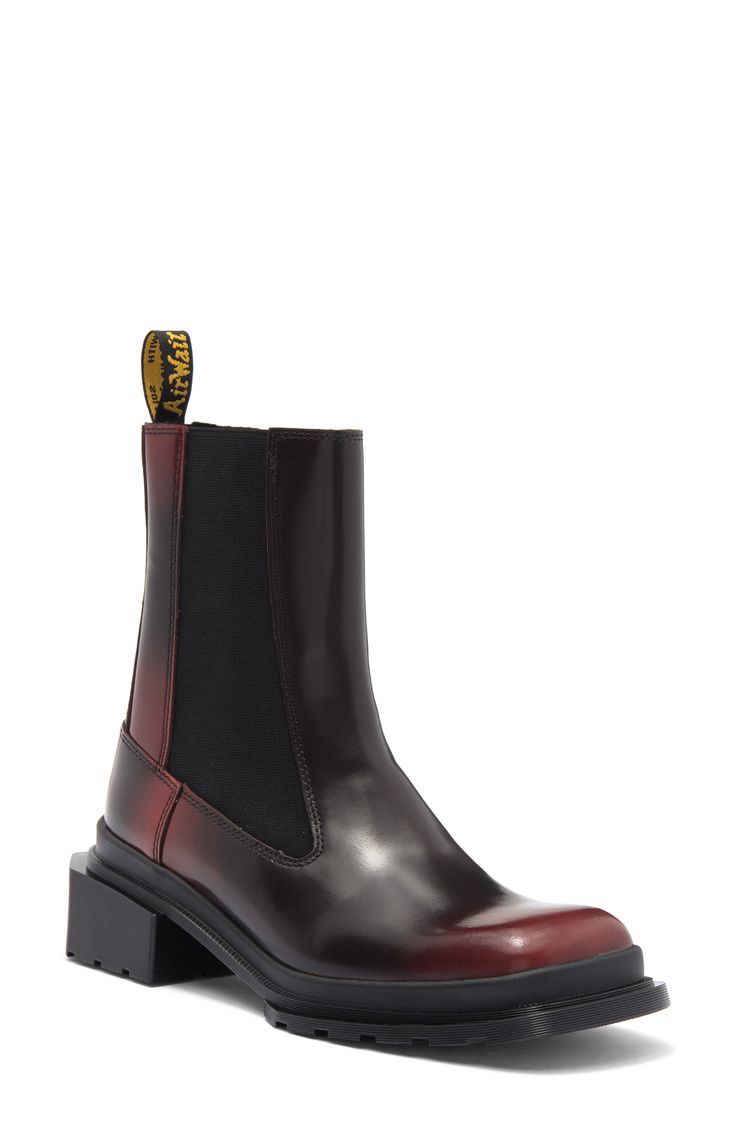 This taller version of the Chelsea boot built from lightweight leather with a satin-sheen finish is sure to be a perennial favorite. It is set on a grooved sole with deep cleats and a blocky heel that gives you sturdy comfort all day long. Elastic gore insets Leather and textile upper/synthetic lining and sole Imported Burgundy Leather Square Toe Boots, Burgundy Calf Leather Boots For Fall, Fall Leather Platform Boots With Red Sole, Fall Boots With Red Sole In Calf Leather, Leather Platform Boots With Red Sole For Fall, Fall Calf Leather Boots With Red Sole, Red Calf Leather Boots For Fall, Red Leather Chelsea Boots For Fall, Red Leather Platform Boots For Fall