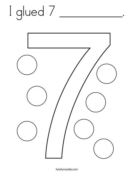 the number seven coloring page for kids with numbers 7 to 10 on it and dots