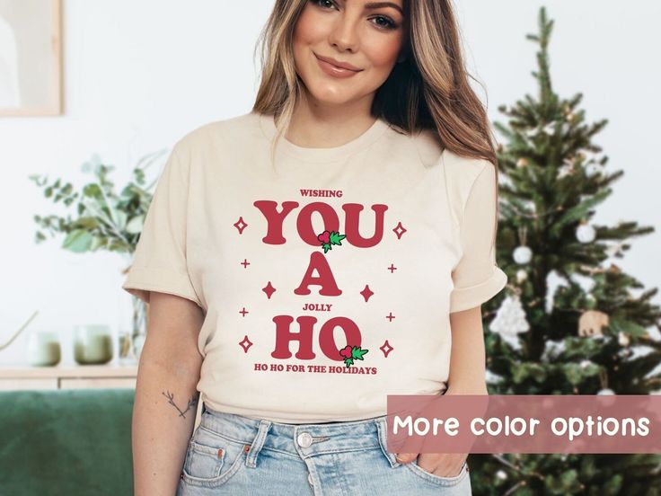 You A Ho Funny Shirt , HO HO HO T shirt, Christmas Pun Shirt, Funny Christmas Shirt, Santa's Hos Tee, Funny Santa tshirt, Ho Ho Ho shirt Ho ho ho! This funny Christmas shirt is perfect for anyone who wants to spread some holiday cheer this season. Whether you're celebrating Christmas or just looking for a punny shirt to wear, this shirt is sure to put a smile on your face.  ♡ TEE DEETS:  * Unisex Adult Sizing * 100% Soft Airlume combed and ring-spun cotton (Heather Colors are 52% Airlume combed and ring-spun cotton & 48% polyester) * Lightweight  * Tear away label *Rolled sleeves in photos are for styling purposes only, but sleeves are long enough to be stylishly rolled up. * Any props used in our photos are for styling only and NOT included with the purchase * All designs are chosen with Calling All You Ho Ho Hos, Inappropriate Christmas Shirts, Pajama Brunch, Punny Shirt, Santa Tshirt, Christmas Puns, Pun Shirts, Funny Santa, Celebrating Christmas