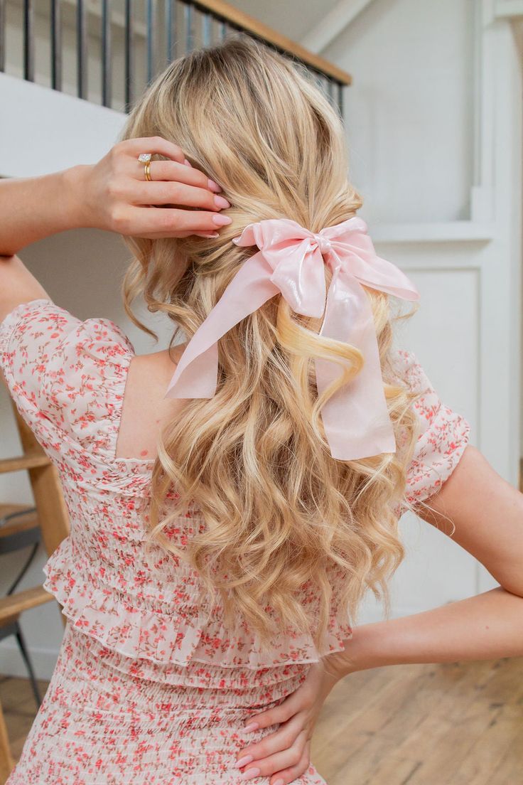 Our bows are the perfect mix of feminine, sophistication, and whimsy! Every Shop Andi accessory is specially designed to be comfortable, stylish, and practical, and our bows are no exception! This triple-long bow is absolutely a must. Made with a sheer fabric with a high sheen, it matches any hairstyle and outfit, seamlessly, and the attached french barrette makes it so easy to apply. Elevate any look instantly with this adorable Andi Bow. 3 colors: cream, light blue, and pink Summer Bow Headband, Summer Decorative Bow Headband, Chic Bow Hair Accessories For Party, Elegant Spring Hair Accessories With Decorative Bow, Spring Party Hair Accessories With Satin Bow, Spring Party Hair Accessories With Decorative Bow, Chic Party Hair Accessories With Bow, Spring Hair Accessories With Satin Bow, Summer Party Hair Accessories With Bow