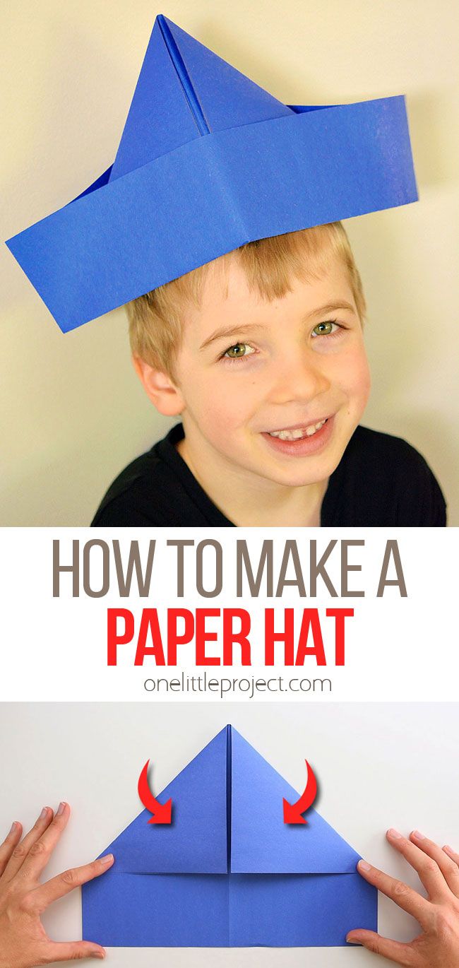 a boy is making a paper hat out of an origami piece and the words how to make a paper hat on it