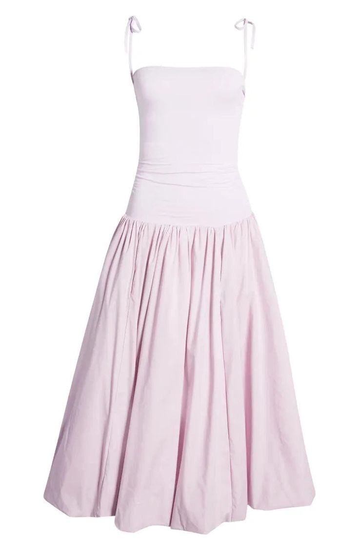 Stunning strapless midi dress with stretch fitted bodice and a full cotton skirt. There are drawstring tie details either side of the bodice to create a slightly ruched effect. The skirt is fully lined and has a puffy effect. Material: Upper 90% Polyester 10% Elastane & Skirt: 100% Cotton Strapless Puffy Midi Dress, Tie Dress Ruched, Dresses With Waist Band, Dresses For A Ballet, Cinched Dresses, Fancy Fits, Bubble Skirt, Strapless Midi Dress, Costume Intero